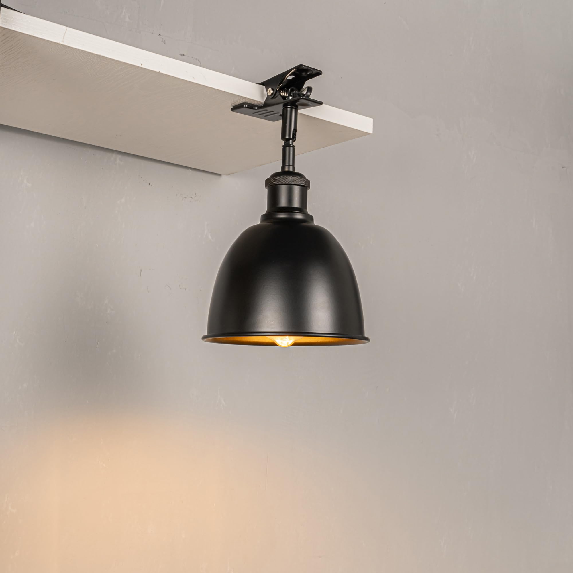 Verstellbare Klemmlampe mit E27-Fassung,1 Packung Leselampe mit 1,8 m Kabel, Dimmbar Nachttischlampe,Schreibtischlampe für Büro Heimgebrauch - 17x13CM Schwarz Lampenschirm- TD0603