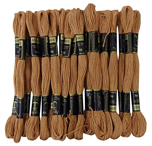 IBA Indianbeautifulart Anchor Stranded Cotton Thread Floss Cross Stitch Hand Embroidery Pack of 25 Skeins-Light Brown