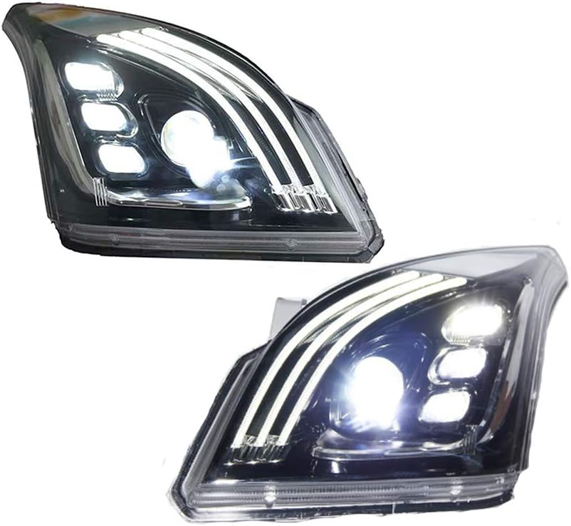 2PCS Headlight Assemblies For Toyota Prado 2003-2009 Bi-Xenon Lens Projector Double Beam Xenon HID KIT With LED Daytime Running Lights