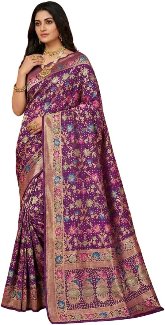 Beautiful Soft Pure Silk Banarasi Saree with Golden Zari Weaving Border - Wedding Wear Saree For Women