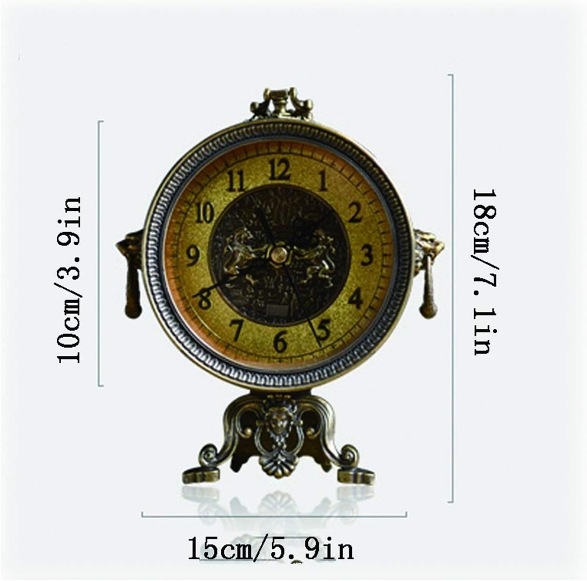 Clock Retro Old-Fashioned Clock/7.1-inch Desk Clock/Living Room Clock, Metal Mantel Clock, for Office Placement Bracket Clock