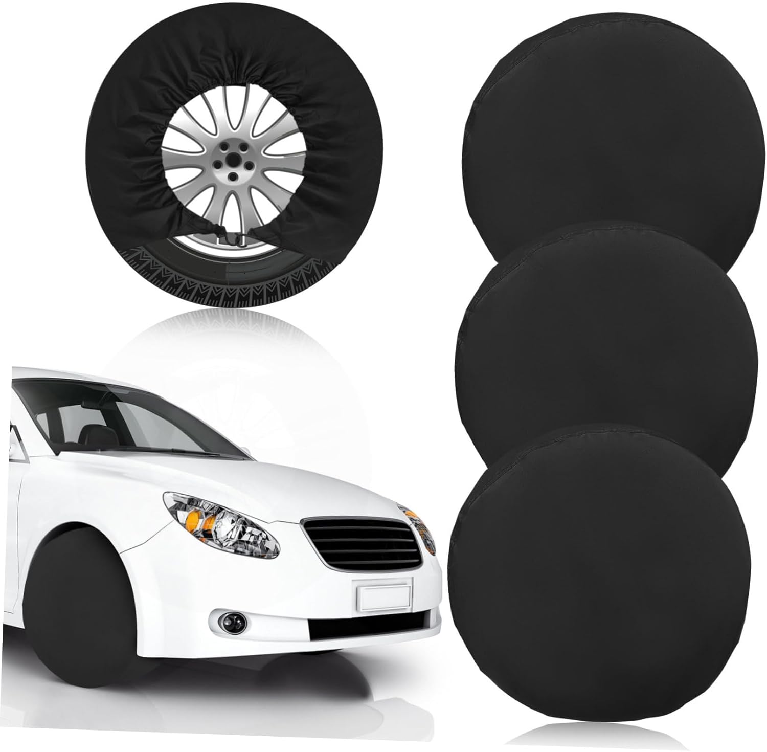 VALICLUD 4Pcs Tire Covers for Outdoor Protection Oxford Fits Tire Easy Installation Secure Fit for Trucks Suvs Rvs Trailers and Campers