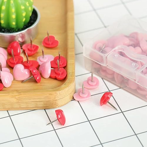 Miniatura 2 de Map Tacks Push Pins 100pcs Heart Shape Reusable Desk Accessories Bulletin Board Pushpin Set