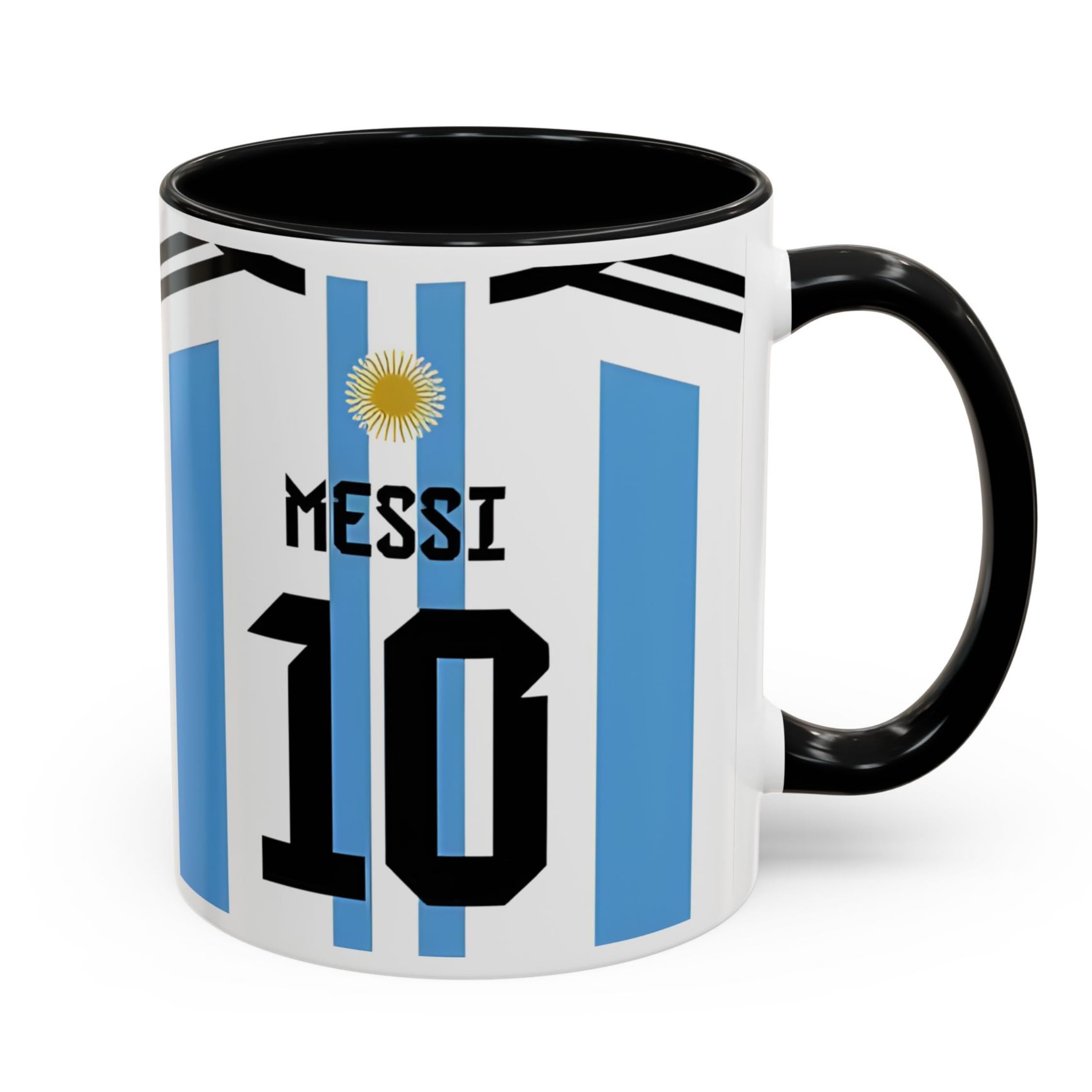 Messi Argentina Jersey Inspired Coffee Mug No.10 | Football Theme Tri Tone Ceramic Mug (Black Handle & Inner) | 350ml | Gift for Football Fans & Sports Lovers-image-41