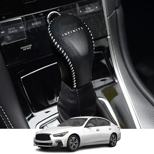 Kakash Accesorios interiores personalizados para Infiniti Q50 2018 2019 2020 2021 2022 2023 Q60 QX80, cubierta de cuero para palanca de cambios