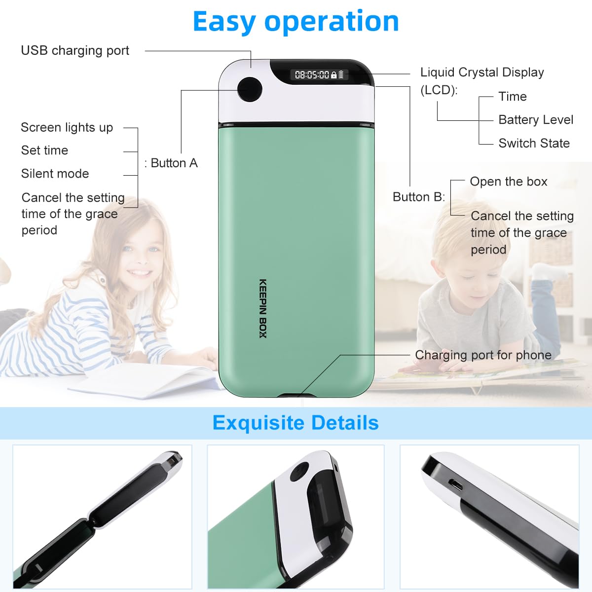 Distraction Lock Box Portable Timed Locker Box For Focus Study Anti Distraction - ABS Self ...