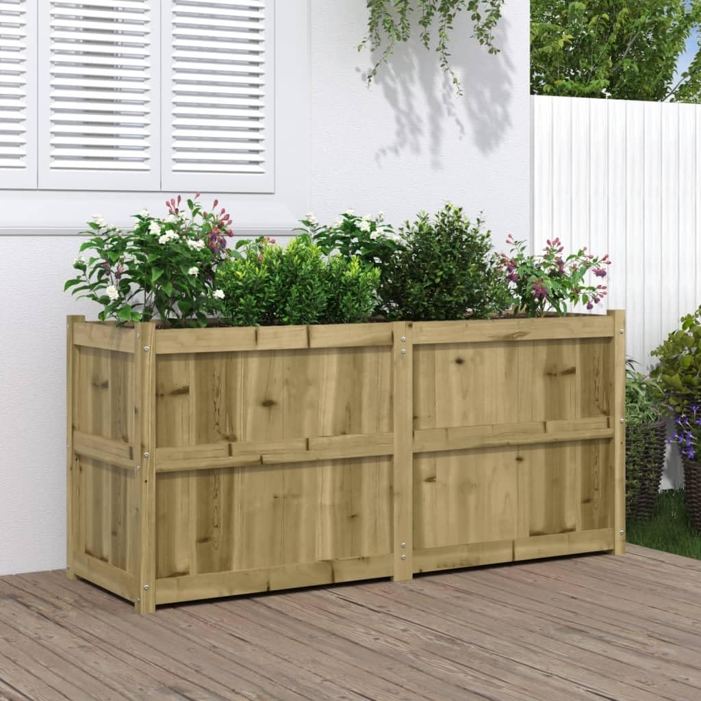 vidaXL Garden Planter Flower Box - Impregnated Pine Wood, Rectangular, for Patio, Outdoor, Balcony, Dimensions: 59.1