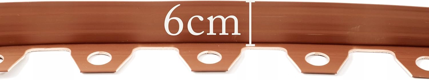 Lawn Edging 6cm high - 33ft long Light Brown Flexible Garden Edging Border with Easy Dig Installation & Reinforced Plastic Pegs, Ideal for Flowerbeds, Lawn, Grass, Pavement - Easy to Cut