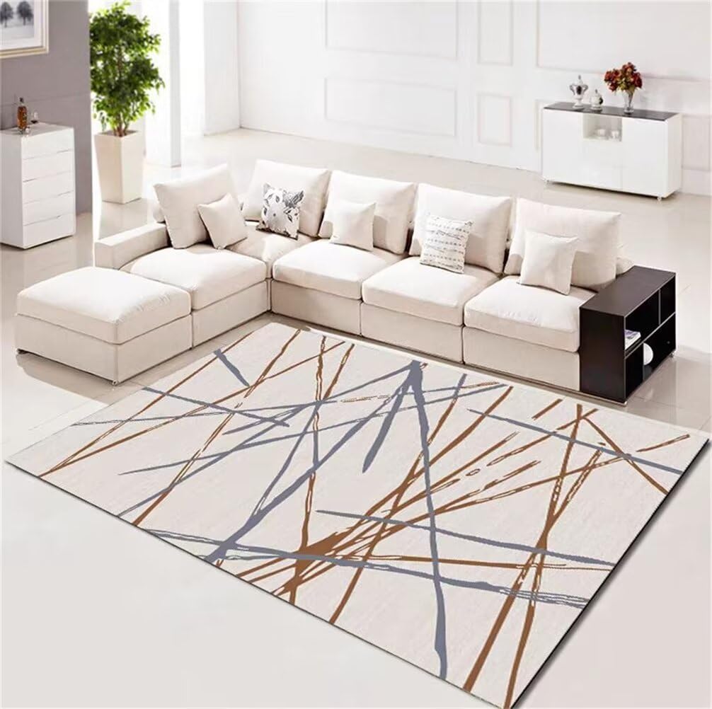 Tapis moderne salon 120x160cm facile à nettoyer anti-poussière gris
