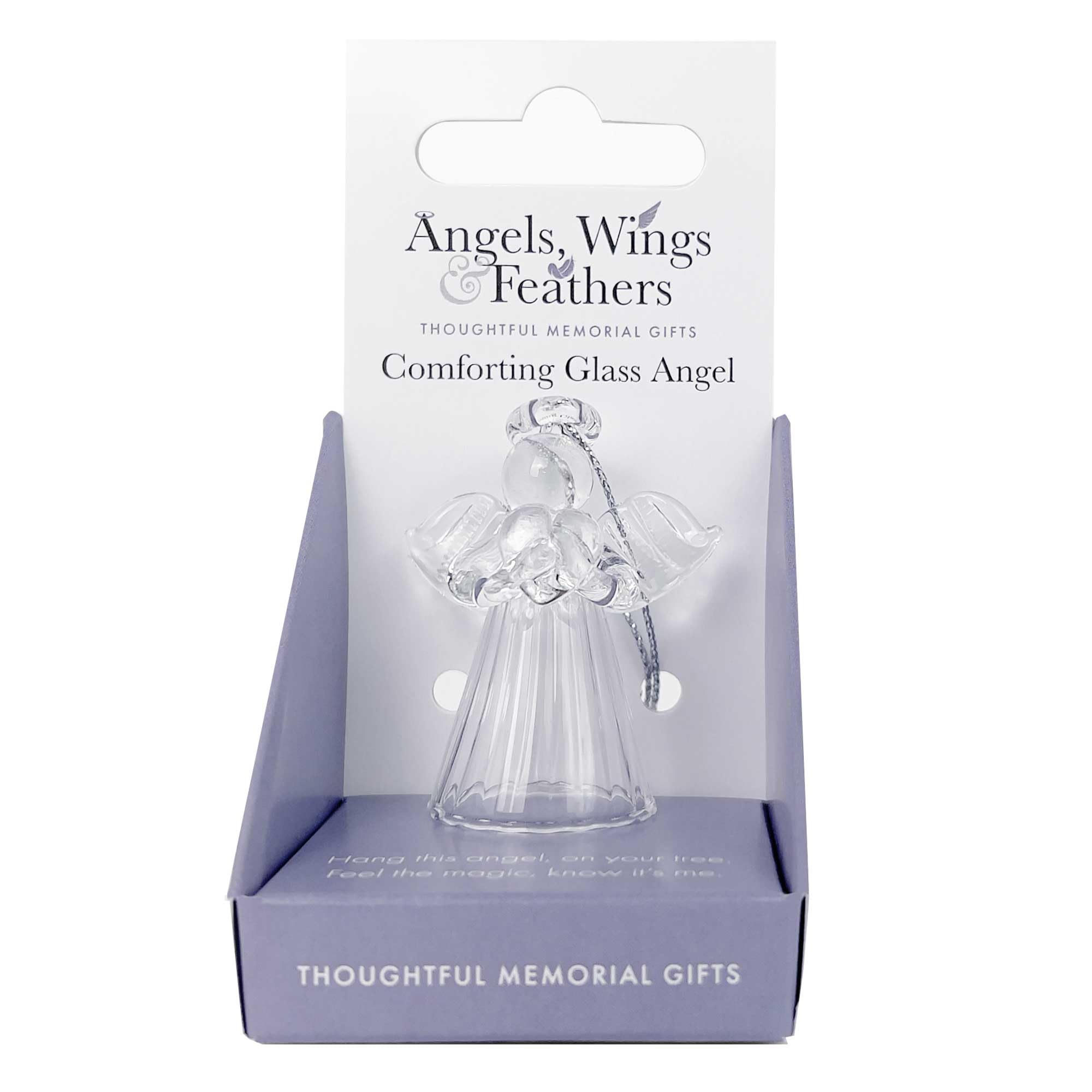 Glass Angel Hanging Ornament - 4.5cm High | Hanging Cord Included | Bereavement Memorial Gift