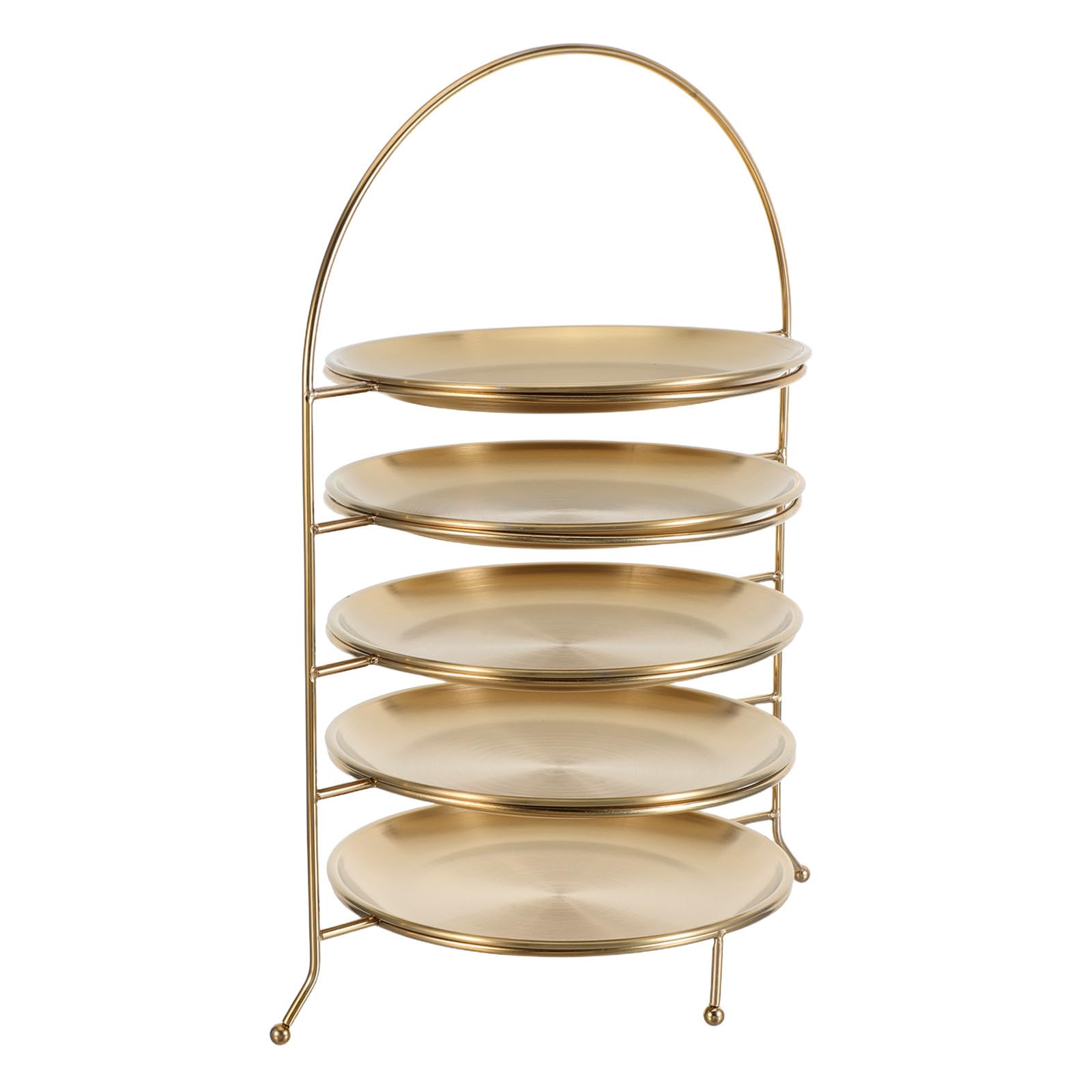 POPETPOP Portapiatti Rotondo in Acciaio Inossidabile a 5 Livelli, Struttura Robusta e Versatile, per Buffet ed Eventi, Set Multi-Strato Color Oro
