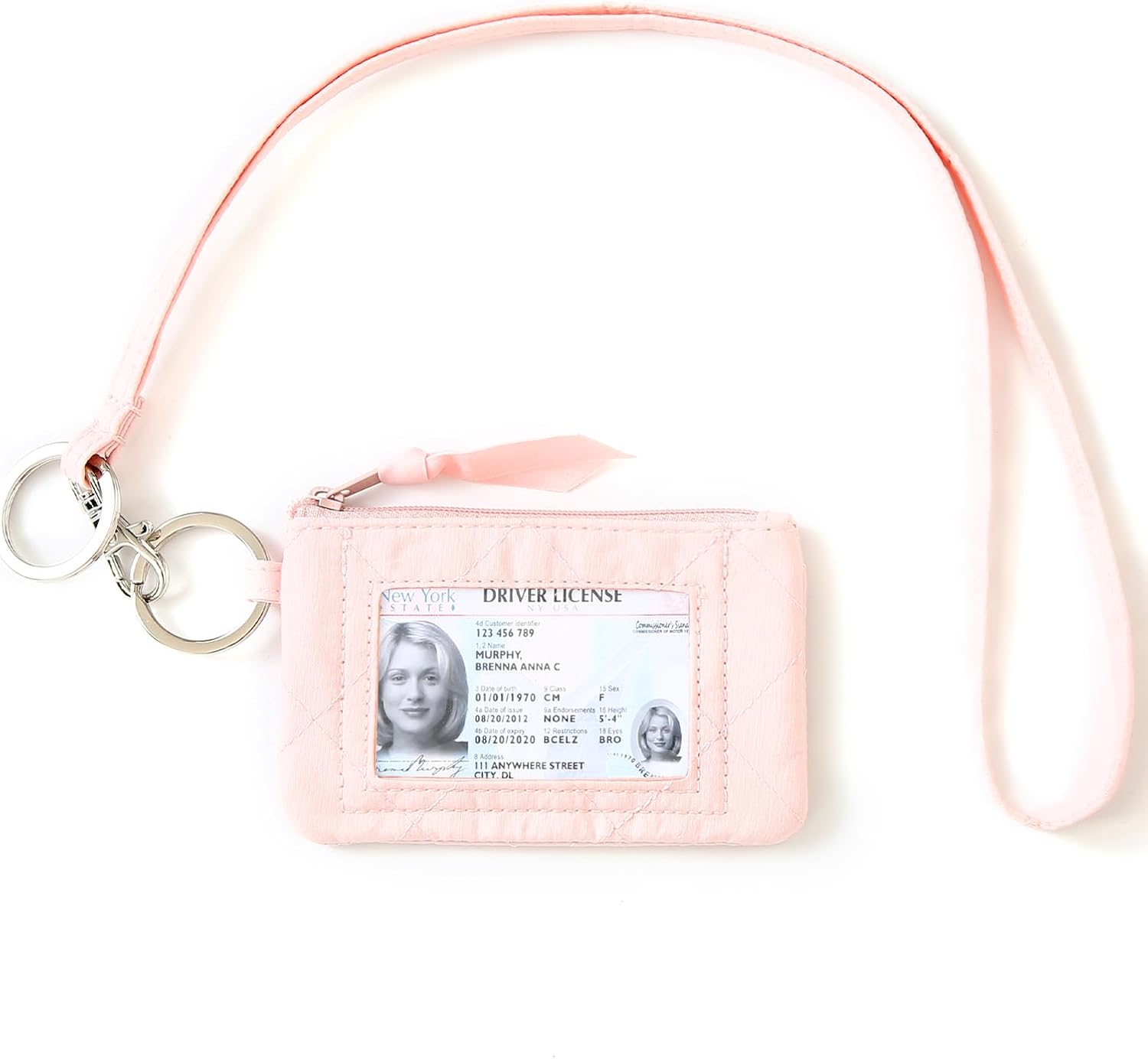 Lanyard Wallet for Women, ID Card Holder, Lanyards for ID Badges, Floral Zip ID Case Keychain Small Coin Purse Cards, Cash, Work, Travel, Cruise, Teachers, Students, Kids, Mint Green