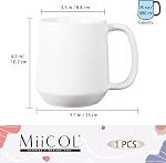 Miicol 16 oz / 455ml Grande tasse de café en céramique, thé, tasse à boissons en Mulled, cadeau pour le personnel de bureau ou la maison utilisation, micro-ondes et lave-vaisselle coffre-fort, surface givrée, blanc