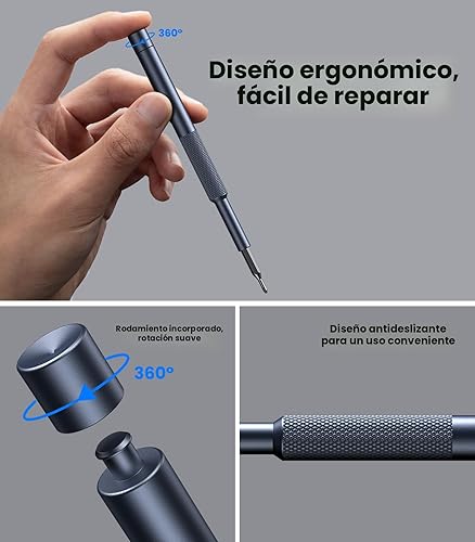 Miniatura 5 de AXTH Juego de destornilladores de precisión pequeños 25 en 1, kit de herramientas de reparación magnética profesional para teléfono, computadora,