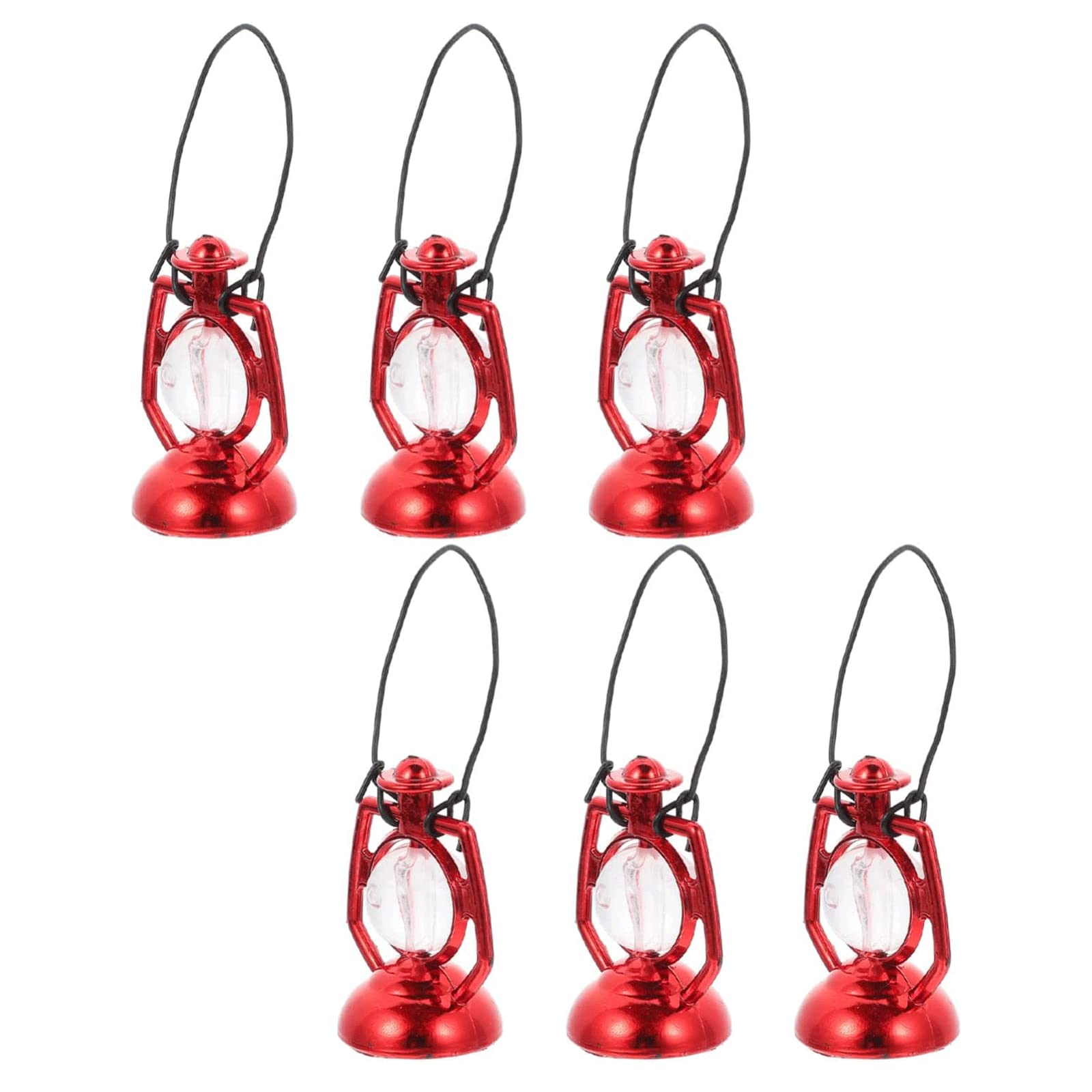 Kerosene lamp, 6Pcs Micro Landscape Lamp Miniature Decor Indoor Outdoor Hanging Small Lantern(Red)