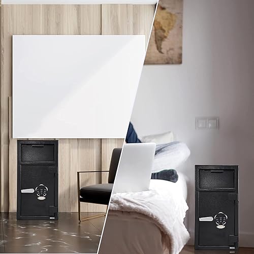 Miniatura 5 de Caja fuerte digital de depósito de 13.7 x 15.7 x 27.2 pulgadas, caja fuerte electrónica de acero con teclado, caja de bloqueo con ranura, caja de