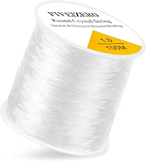 1 Rolls FIVEIZERO Elastic Bracelets String Cord, 1mm Round Crystal Elastic String for Bracelets Necklace Beading & Jewelry Making, White Transparent Stretch Bead Cord Thread