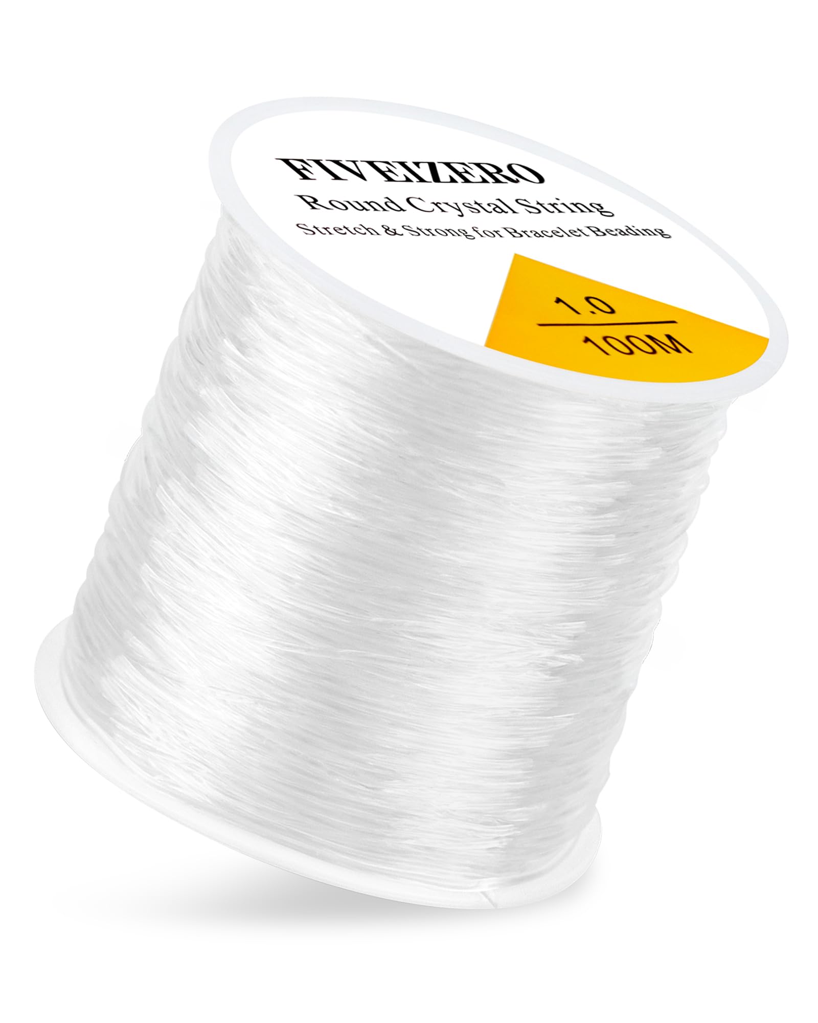 1 Rolls FIVEIZERO Elastic Bracelets String Cord, 1mm Round Crystal Elastic String for Bracelets Necklace Beading & Jewelry Making, White Transparent Stretch Bead Cord Thread