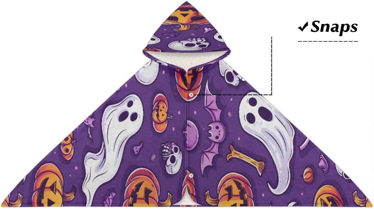 Pardick Boo Halloween Kids Bath Towel Beach Towel with Hood Pool Cover Up for Girls Boys Soft Absorbent Hooded Bath Towel Toddler Towels for Beach, Pool