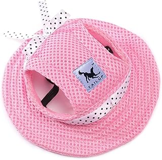 MummumiÂ® Small Dog Hats, Pet Dog Girl Hats Dogs Sunhat Bowknot Princess Cap with Ear Holes (S, Pink)