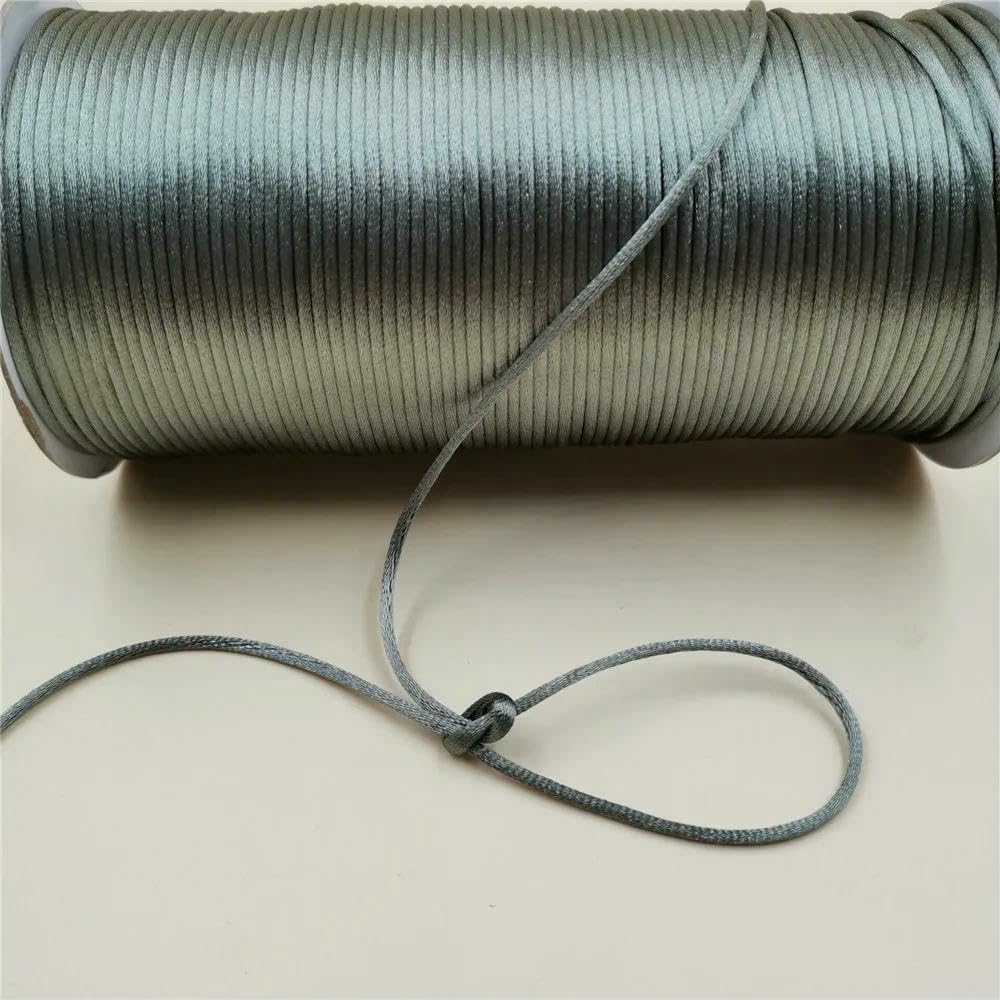 Cordón de Seda de macramé Trenzado 2 mm, Cuerda de satén 10-225 Metros para Pulseras de Nudo Chino y Manualidades con Cuentas.