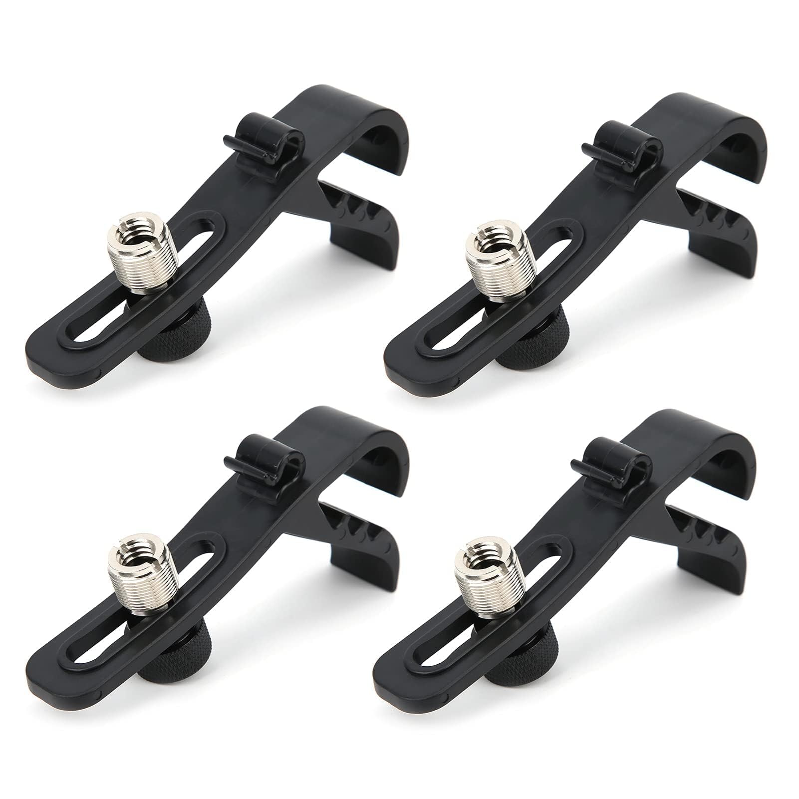 Abrazaderas Para Micrófono Soporte, Soporte De Tambor Para Micrófono Borde De Tambor A Prueba De Golpes Clip Para Micrófono Suministros Para Instrumentos Para Amantes Música (Paquete De 4)