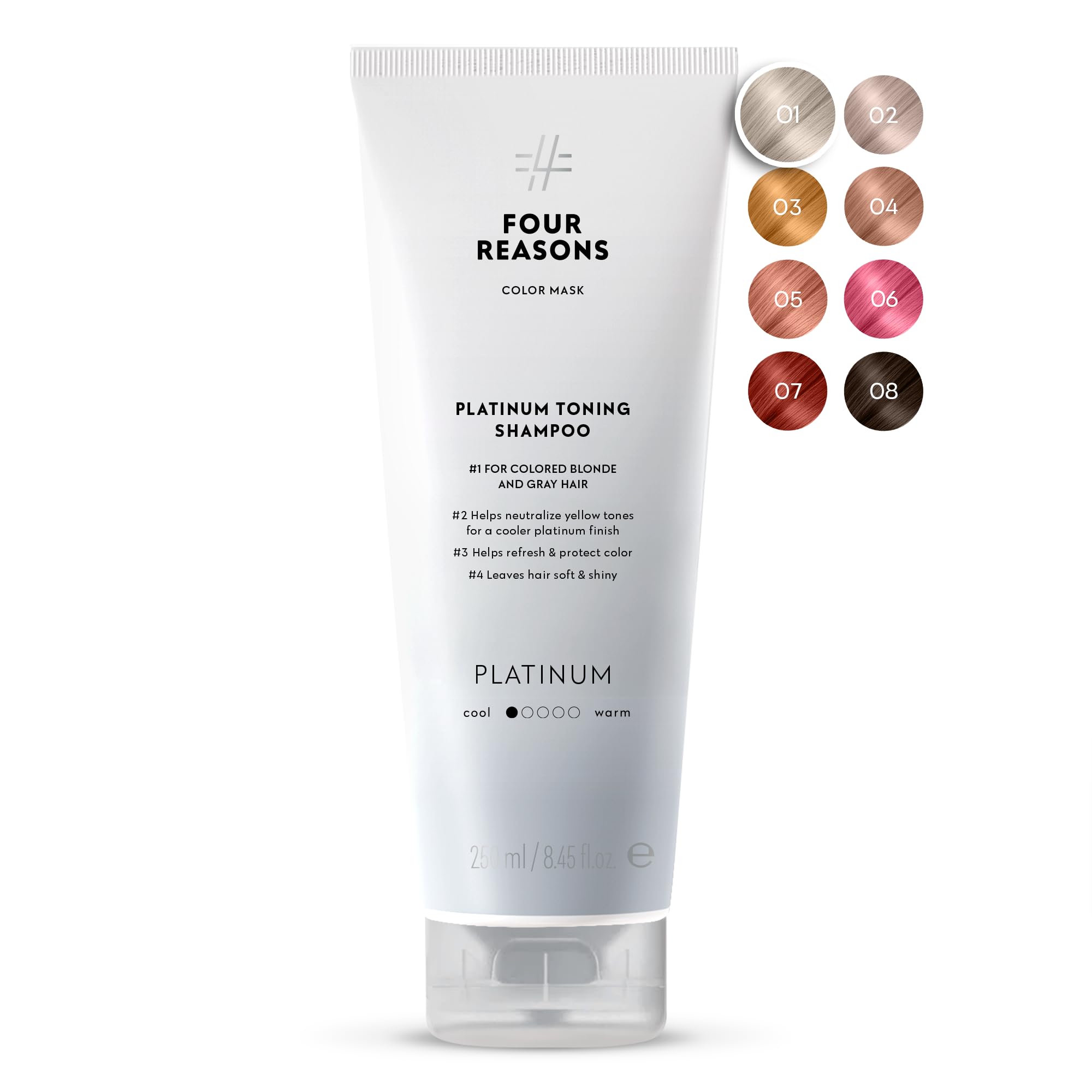 FOUR REASONS Color Mask Shampoo - Sulfate Free Toning Platinum Shampoo for Blonde Hair - Color Depositing Platinum Shampoo, 8.5 oz (Platinum)