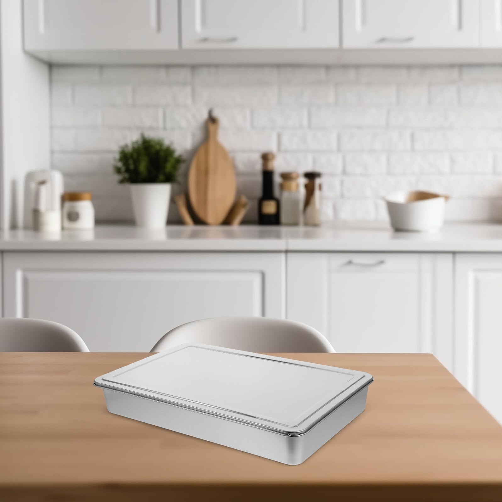 Kuchenform Eckig Platzsparend aus Edelstahl mit Deckel zum Backen Rechteckige Backformen Stapelbar und Luftdicht und Aufbewahren für Toasterofen