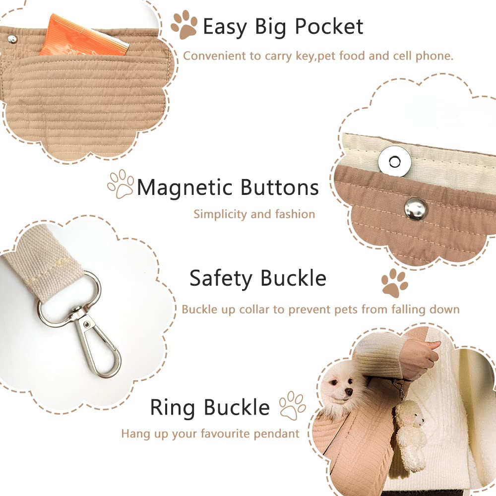 NATUYA Pet Sling Carrier Small Dog Sling Cat Carrier Bag Adjustable Strap Hands-free Sling Pet Carrier Bag with Front Zipper Pocket Safety Belt for Outdoor Traveling Subway (Brown - Image 4