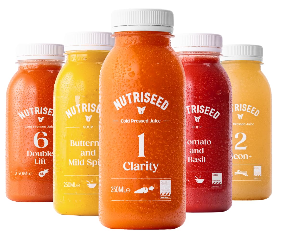 Nutriseed 3 Day Soup & Juice Cleanse (15 x 250ml) - Weight Management & Detox Cleanse, Cold Pressed Juices & Vegetable Soups, No Added Sugar or Preservatives, Vegan-Friendly, Dairy & Gluten-Free