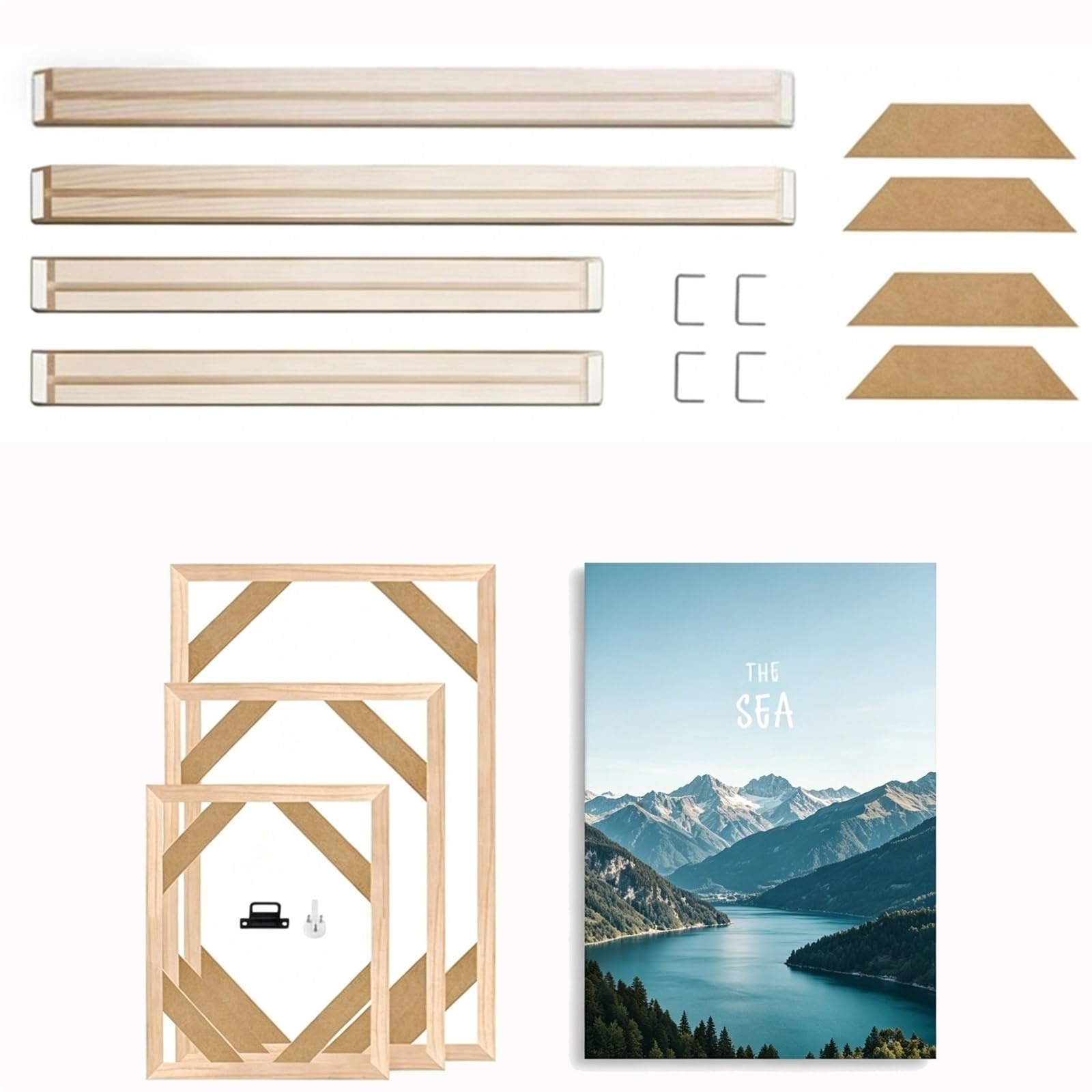 MDSIOKHJ Canvas Stretcher Bars Natural Wooden Frame For Canvas Print Oil Painting Diamond Large Size Frames For Wall Art Home Decoration(50x100cm)