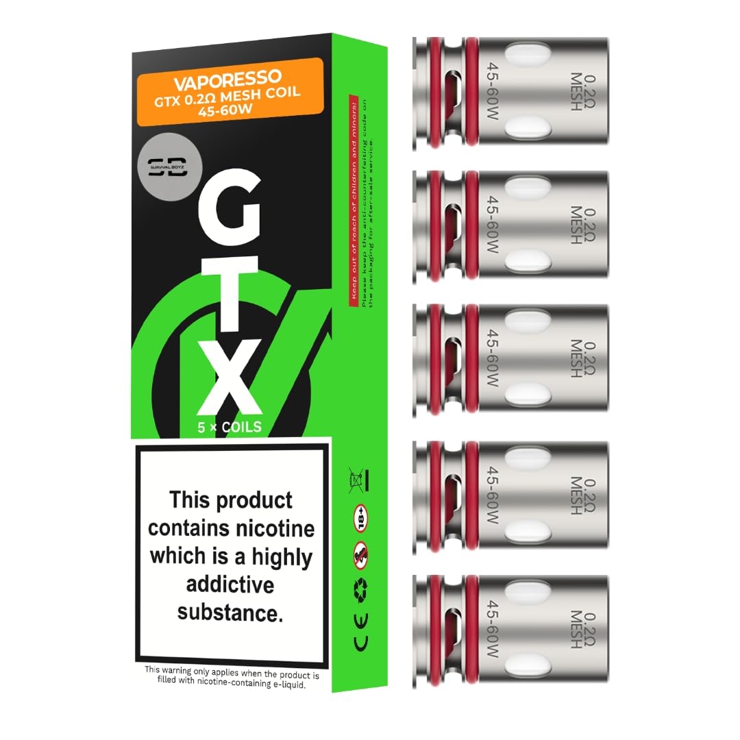 Survival BoyzVaporesso GTX Coils [0.2] - 5 Pack - Available in 0.2,0.3,0.4,0.6,0.8Ω - Compatible with Target, Luxe, GTX, Swag, Armour, Gen Series - No Nicotine