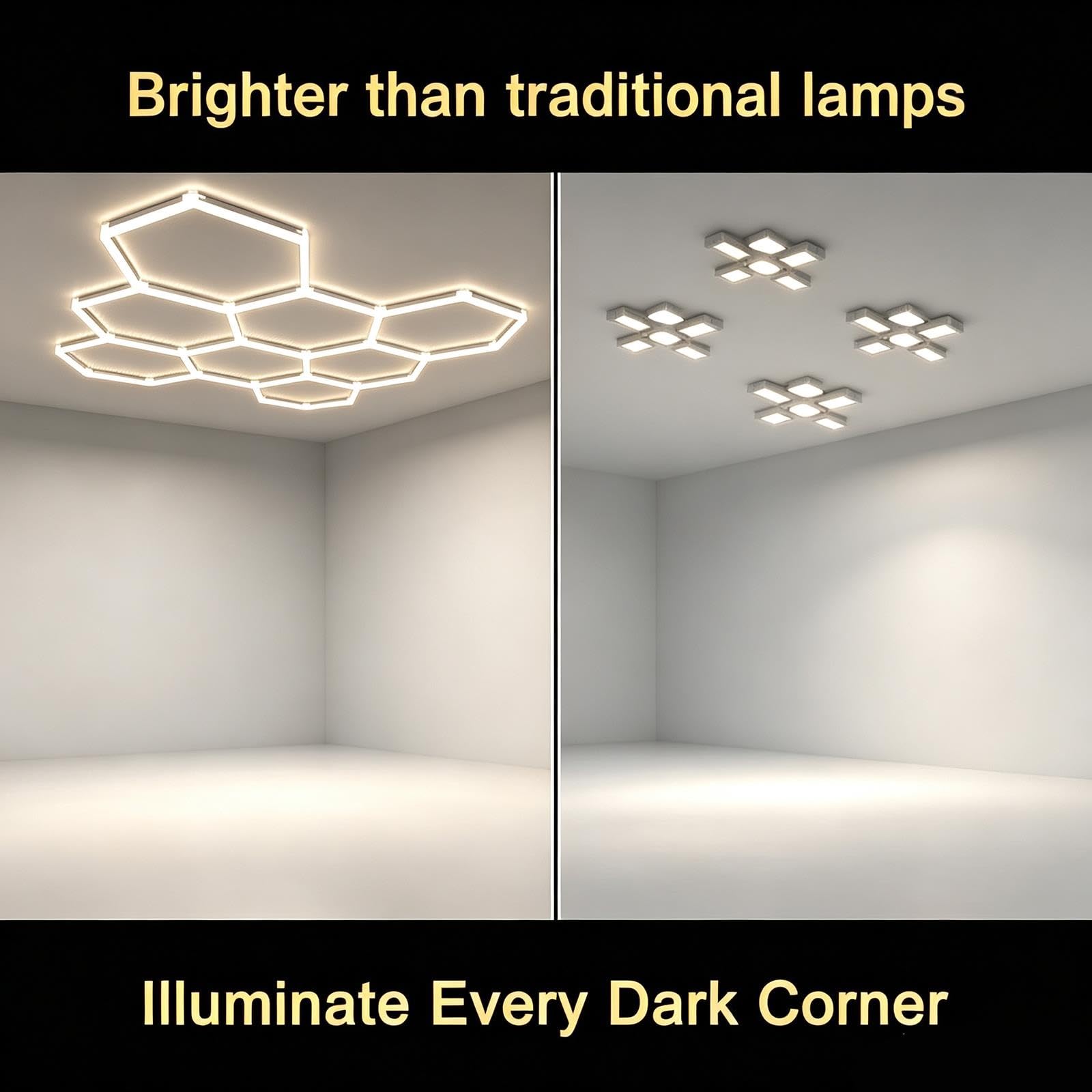 Éclairage De Garage À 8 LED Hexagonales (3000 K -6000 K) | Plafonnier D'éclairage LED Hexagonal, Changement De Couleur, For Atelier, Gymnase, Entrepôt