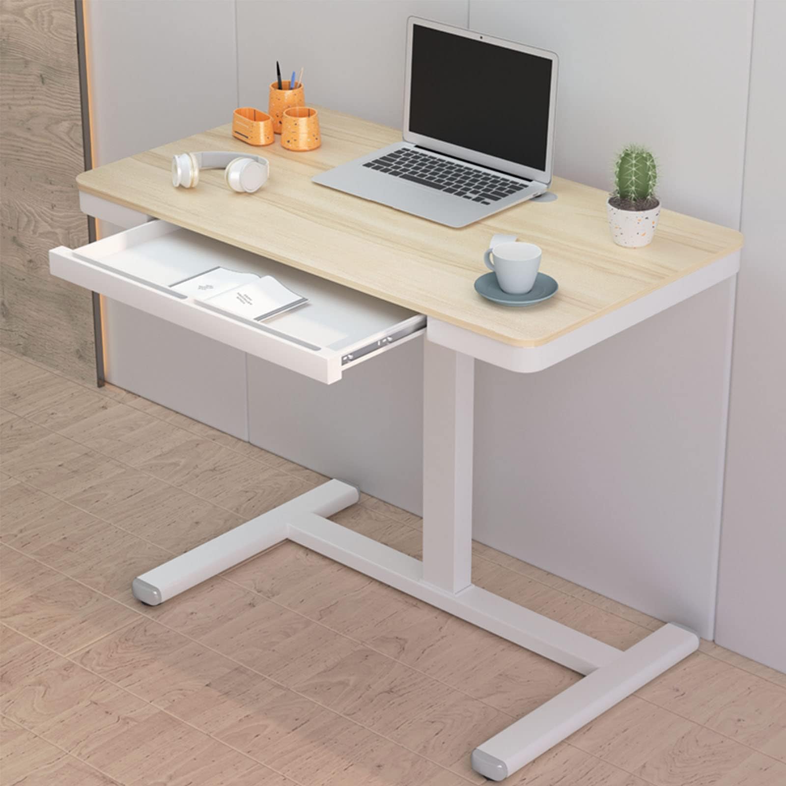 UINGComputer Writing Desk With Open Shelves,Modern Office Laptop Study Table,Small Wood Table Top Workstation For Home Office Bedroom-B 80x50x70cm(31x20x28inch)