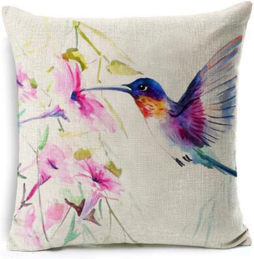 OebTrol Oil Painting Bird Hummingbird Throw Pillow Case Cushion Cover Decorative Cotton Blend Linen Pillowcase for Sofa 18"X 18" ¡­ (13)