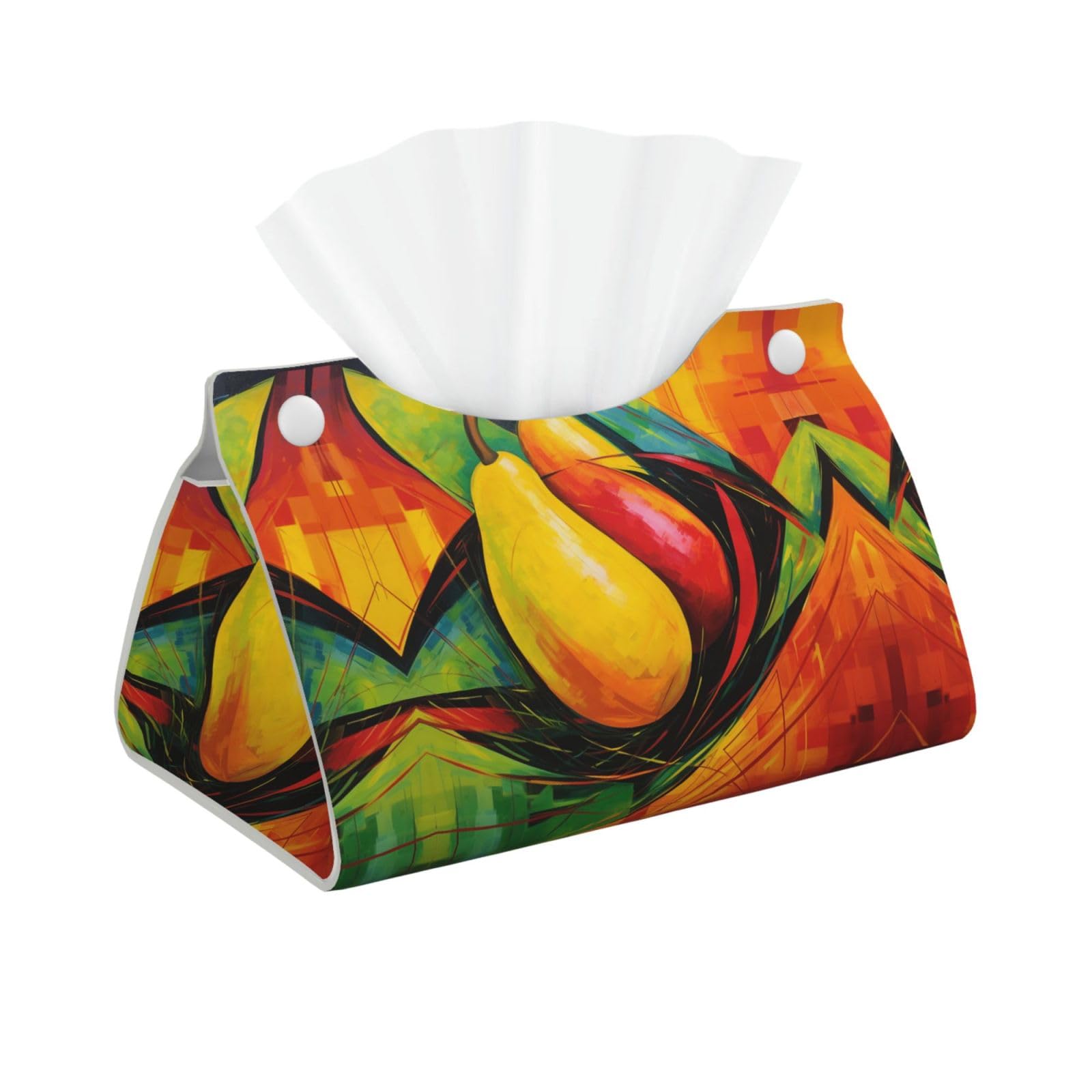 Decorative Tissue Box Cover Yellow Mango Tissue Box Holder Aesthetic Leather Storage Organizer Box for Bathroom Vanity Tabletop Night Stands Office Funny Home Decorative Tissue Case