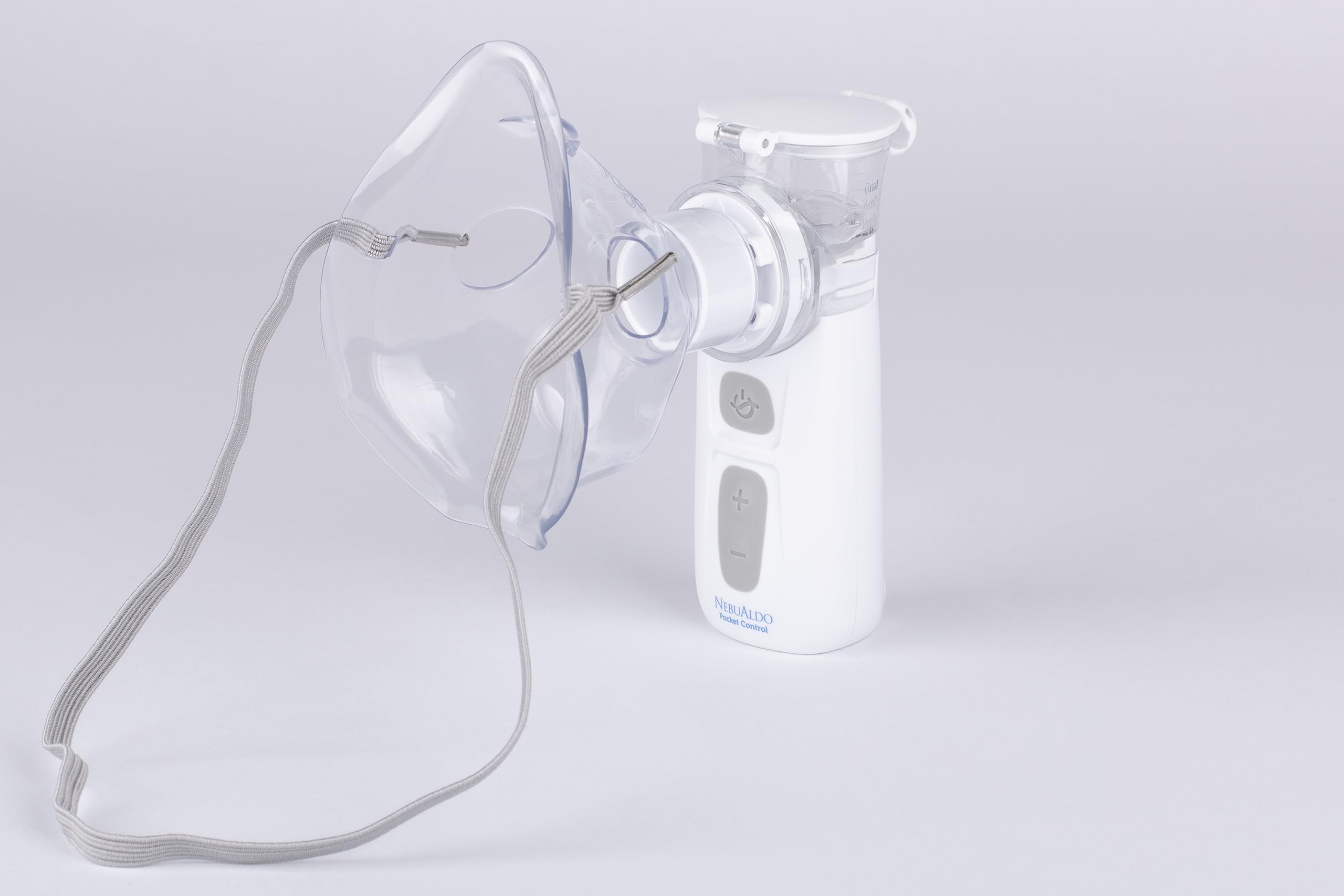 Nebualdo Pocket Control. Nebulizador ultraligero portátil de malla adecuado para tratamiento de trastornos respiratorios. Velocidad regulable. Uso diario. Incluye un estuche para transportarlo - 6 ml
