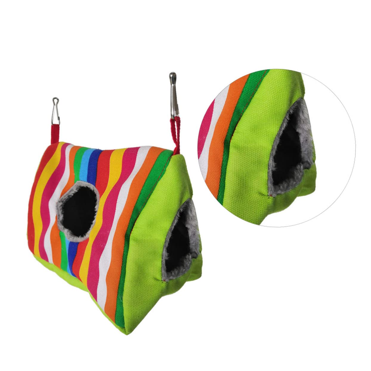 Toyvian Double Hole Parrot Hammock Cozy Sleeping Bed for Birds Nest with Stylish Stripe Design Play and Rest Space for Parrots and Pet Birds