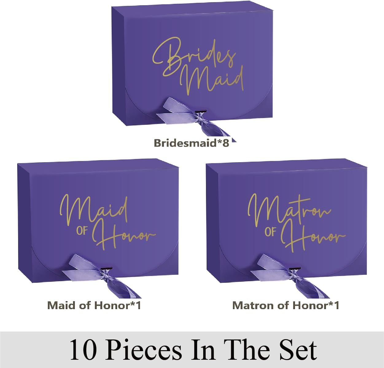 PartyGifts&beyond Gift 10 Pack Bridesmaid Boxes Bridesmaid Proposal Boxes,Will You Be My Bridesmaid Box,Maid of Honor Proposal Box,Matron of Honor Gift Box for Bridesmaid Gifts(BM-Light Purple)