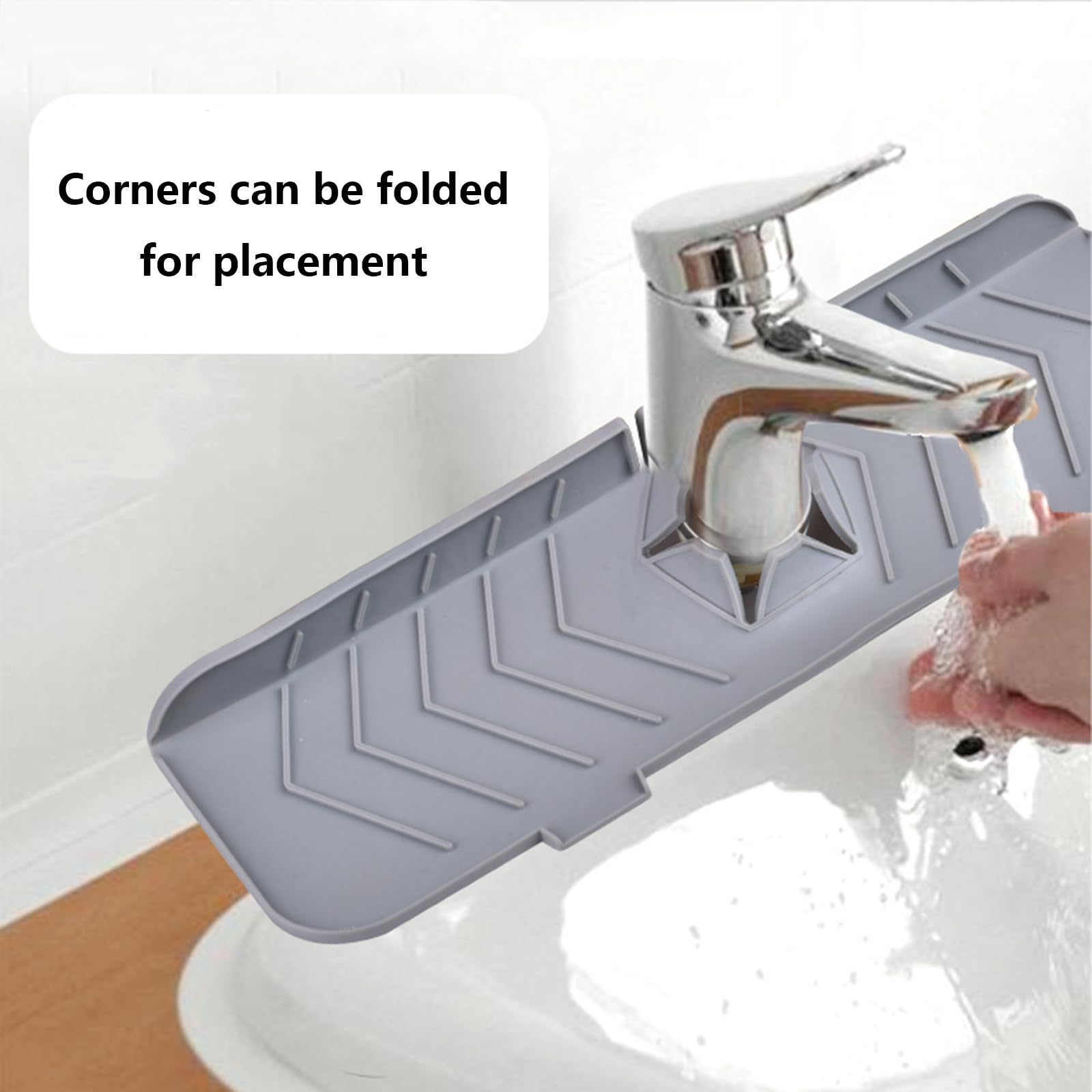 Tappetino Porta Spugna Per Rubinetto In Silicone – Paraspruzzi Inclinato 45 Cm Per Lavello Cucina - 3