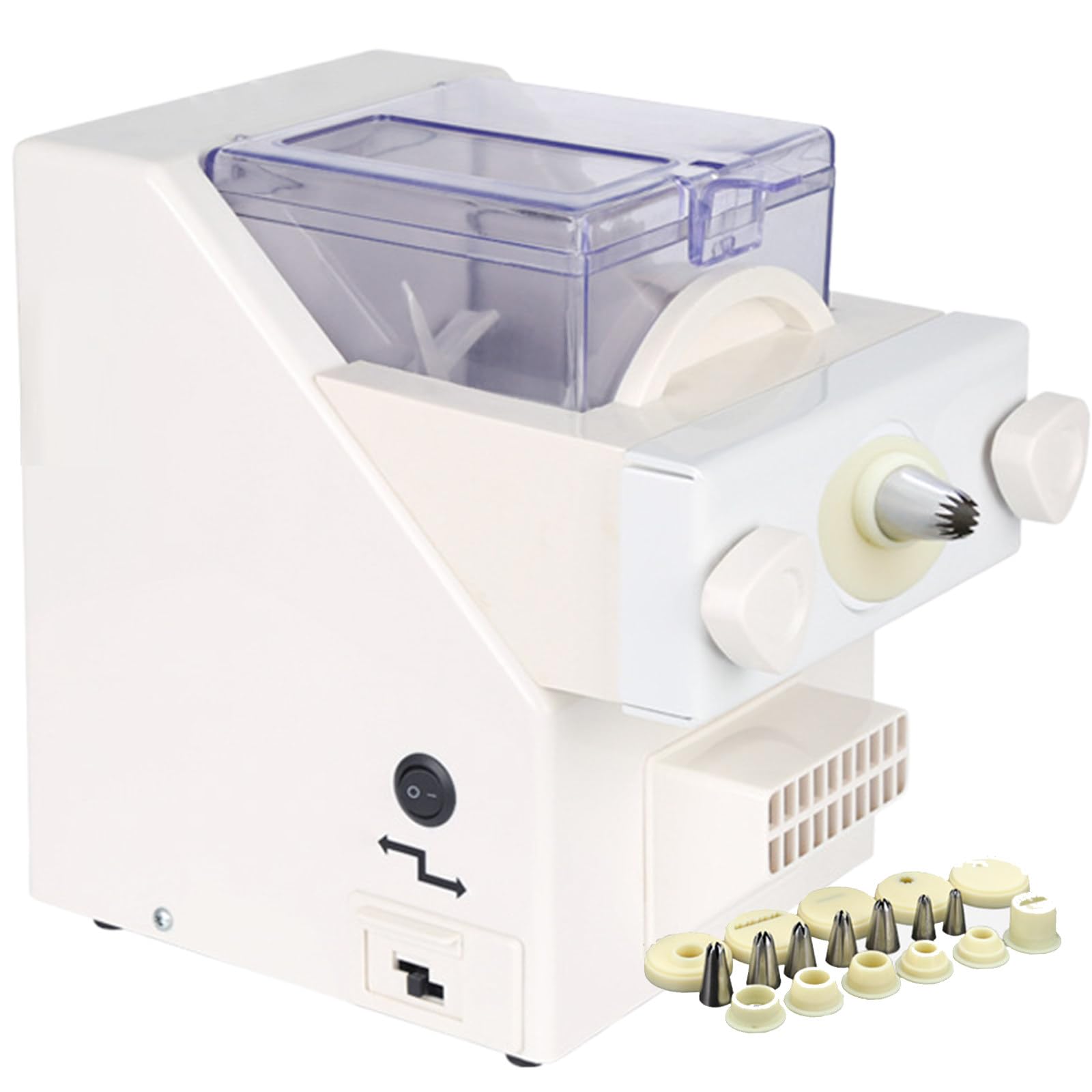 MáQuina AutomáTica de Galletas, MáQuina EléCtrica para Hacer Galletas de 180 W, Prensa para Galletas de 50-60 RPM, con 8 Boquillas Y 6 Tipos de Moldes