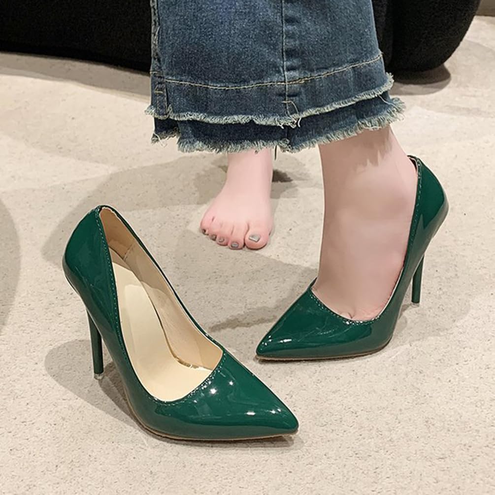 Minetom Femme Élégant Escarpins Similicuir Bout Pointu Pumps Talon Aiguille Haute Chaussure de Soirée Mariage Bureau