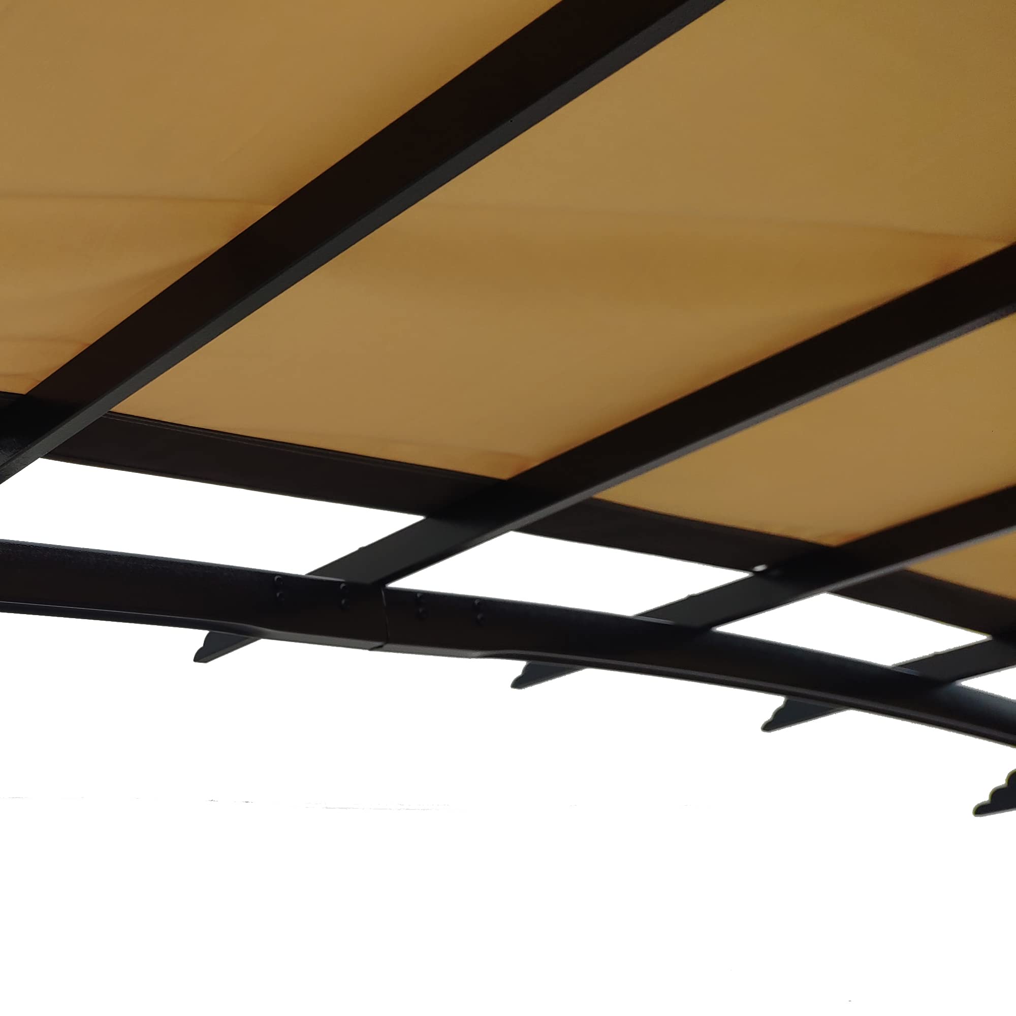 Tetto di ricambio per pergola curva, 3,6 x 2,7 m, impermeabile e resistente ai raggi UV, tenda da sole con tende laterali per terrazza e balcone, beige