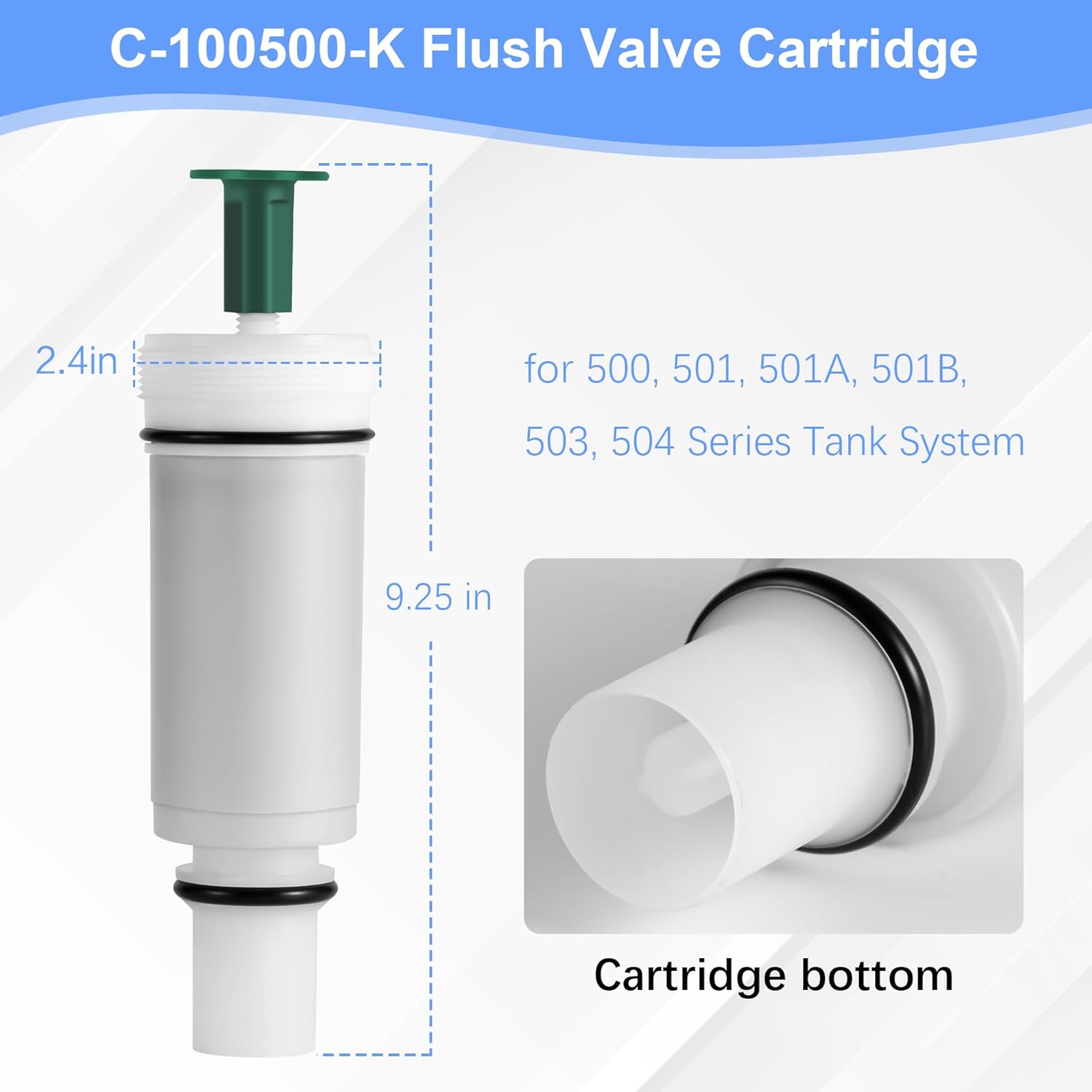 C-100500-K Flush Valve Cartridge Assembly, for 500, 501, 501A, 501B, 503, 504 Series Tank System, Compatible with M-101526-F3, M-101526-F4 Pressure Assist Tank