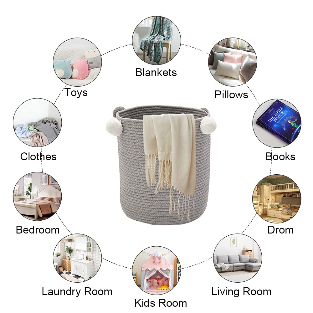 AMZTOP Woven Cotton Rope Basket for Baby with Tassels,Laundry Basket,Toy Storage Blanket,Nursery Bins & Boxes for Laundry, Toys, Books and Baby Blankets Decor - Home Pink : Baby