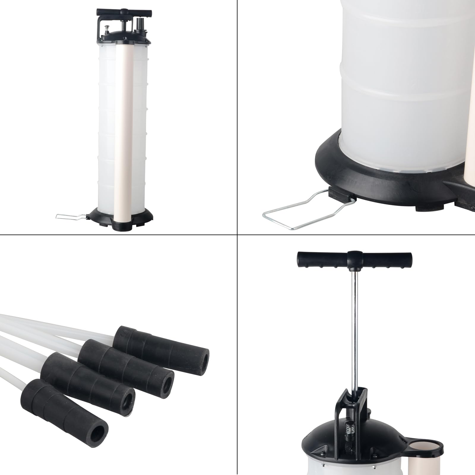 DAYUAN Extractor manual de aceite y líquido de vacío de 7 litros, bomba de mano con 4 tubos