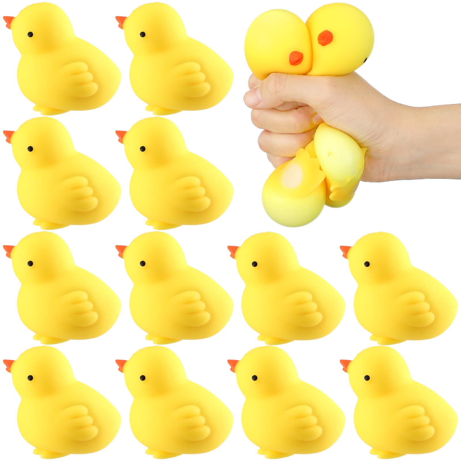Meooeck 12 Pcs Chicken Stress Balls for Adult Mini Chick Fun Squeeze Fidget Animal Balls Cute for Birthday Party Favors Office Stuffer Gift ADHD Autism Anxiety — image 1