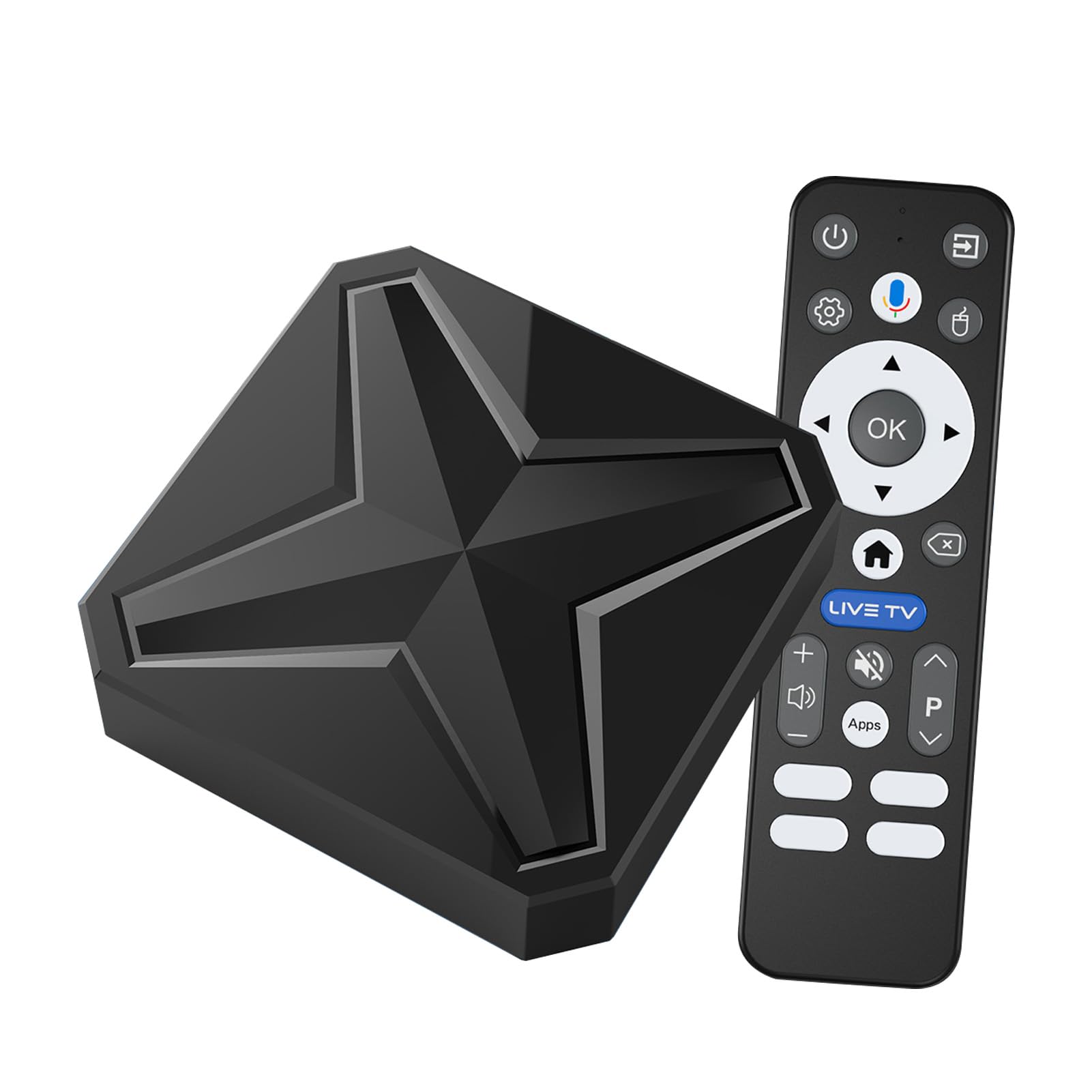 TV Box 8K, Odtwarzacz Multimediów Strumieniowych, 2 GB RAM i 16 GB ROM, Dwuzakresowe Wi-Fi 6 2,4G 5,8G, Pilot Głosowy, USB 3.0, Obsługa Rozszerzenia do 128 (wtyczka UE)