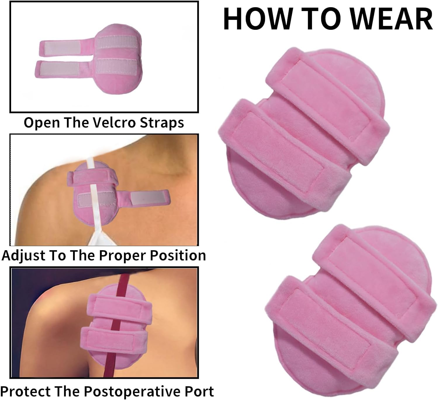 Pacemaker Pillow Post Surgery Bra Strap Pad Protector for Chest Port Pacemaker Heart Surgery Recovery Support Cushion(Pink)