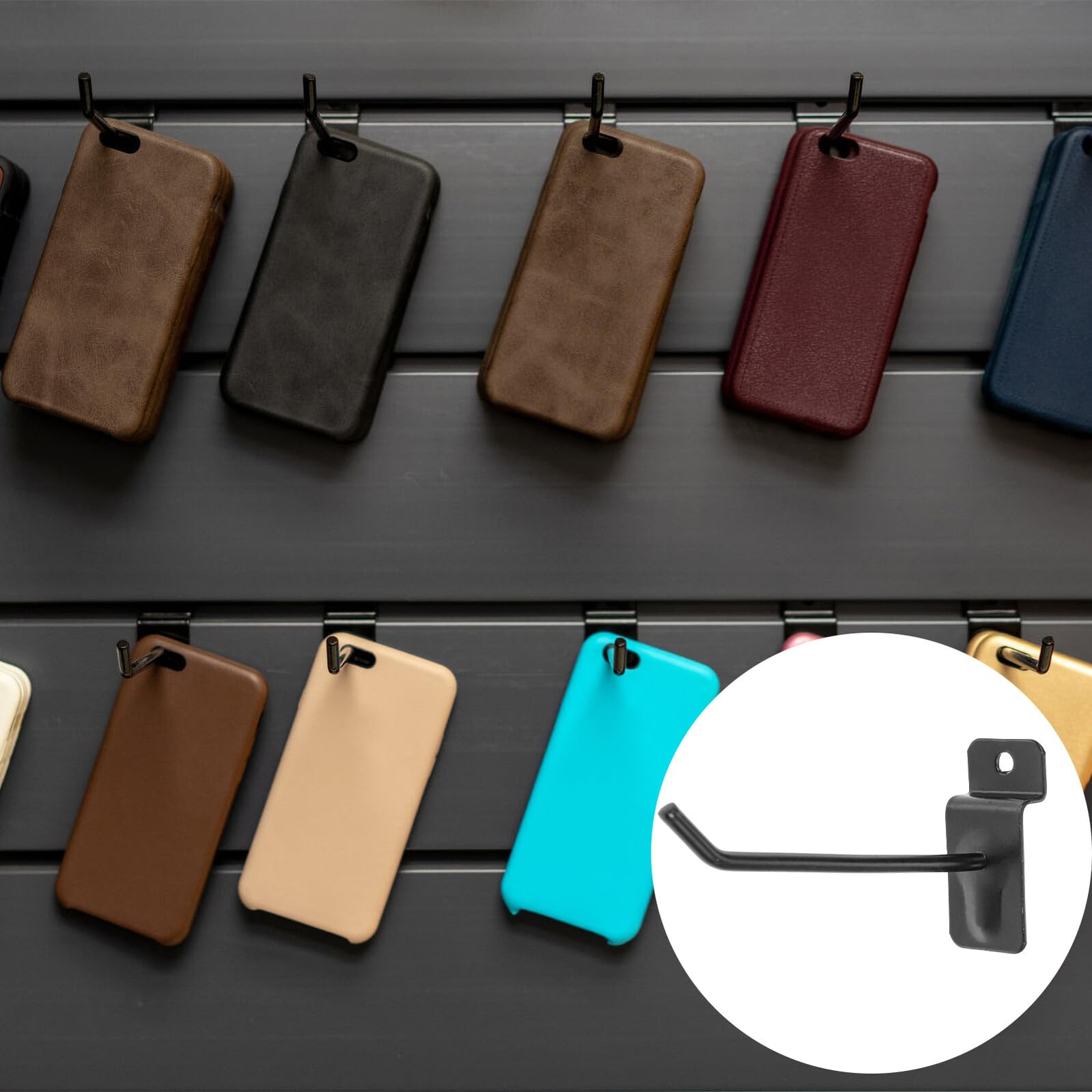 Ganci da Parete in Ferro Nero 50 Pezzi per Pannelli Dogati, Facili da Installare, per Appendere Attrezzi e Accessori Garage in Officina e Negozio